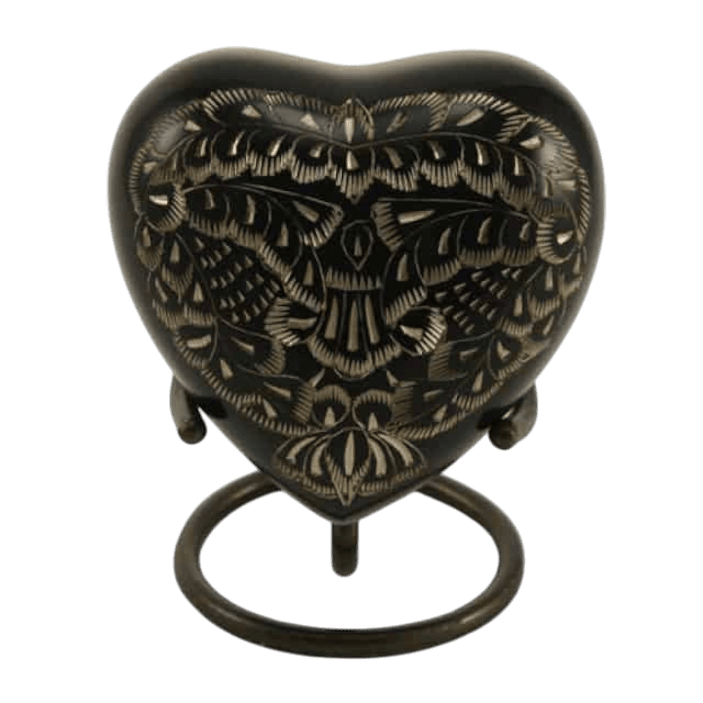 Radiance Elite Heart Classic Urns Brass Black Memorial | SKU: AMU-AU2502H