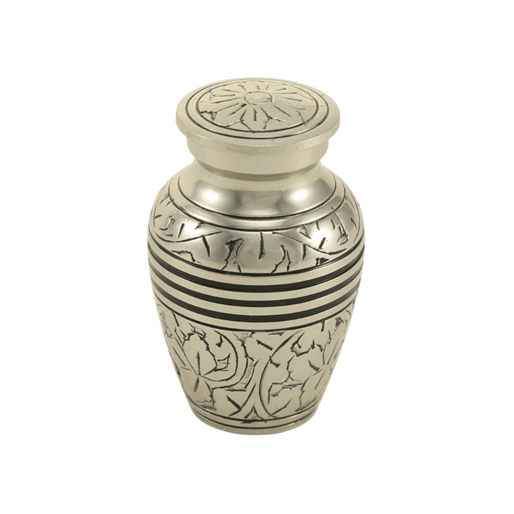 Antique Silver Oak Keepsake Classic Urns Silver Memorial | SKU: AMU-AU2813K
