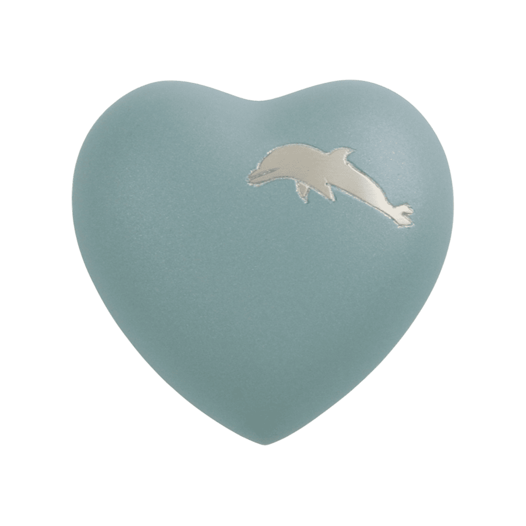 Aria Dolphin Heart Aria Brass Blue Memorial | SKU: AMU-AU5244H