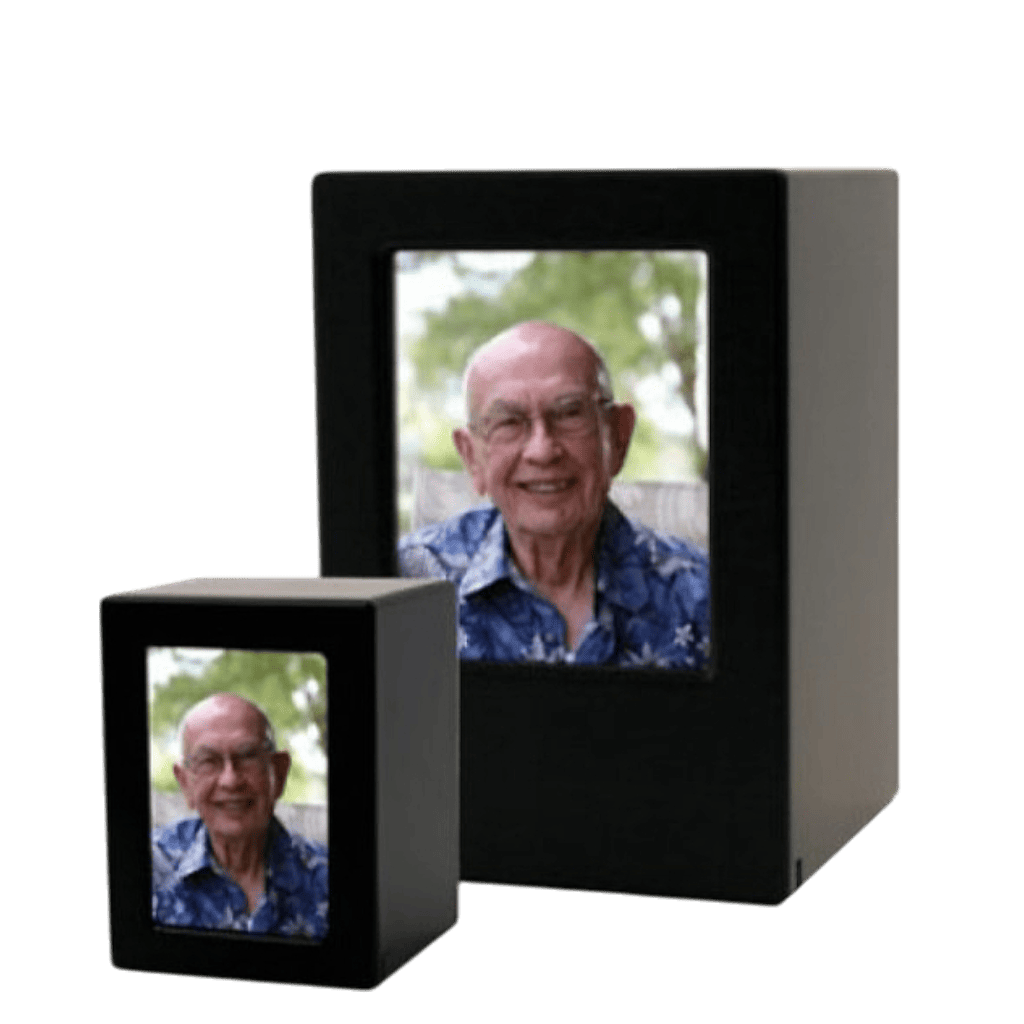 Black Finish Photo Urn Small MDF Frames MDF Wood Memorial | SKU: AMU-AUCMPK25