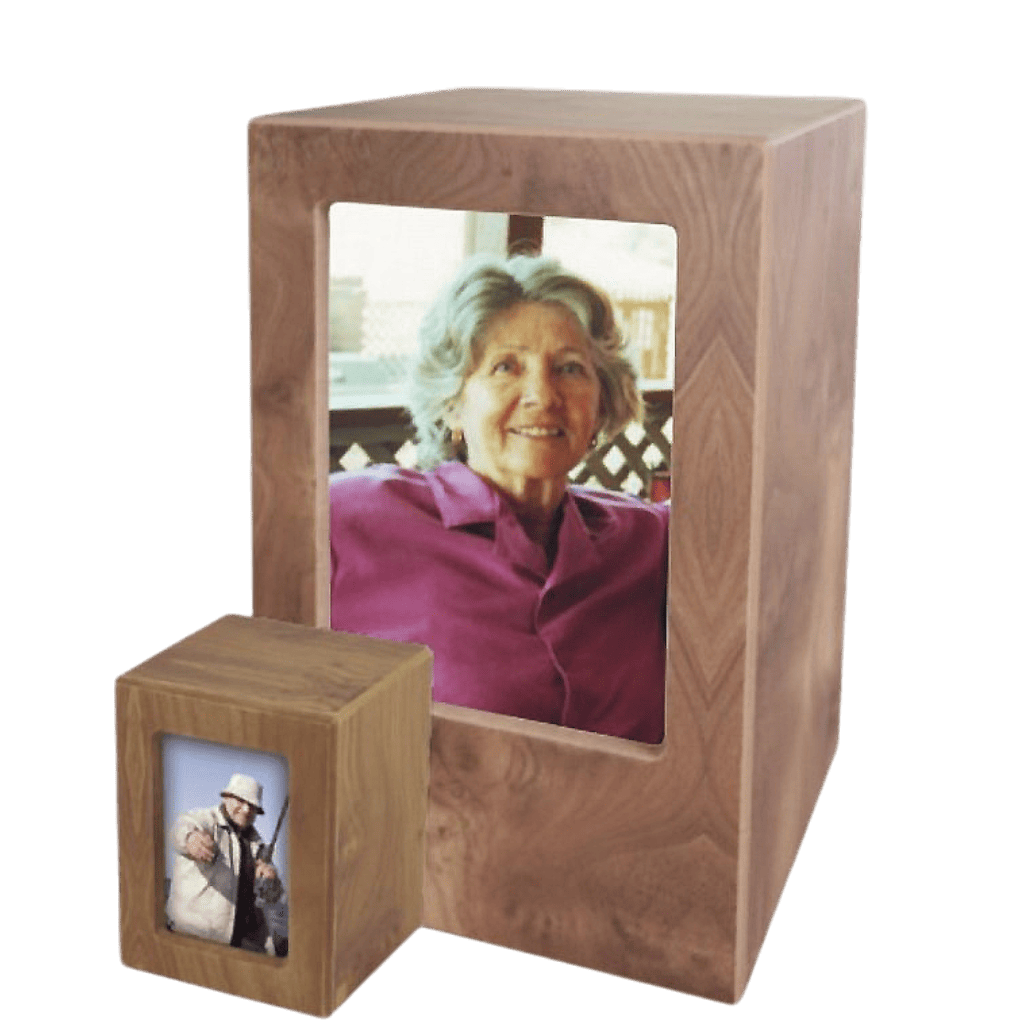 Remembrance Photo Urn Natural Small MDF Frames MDF Wood Memorial | SKU: AMU-AUCMPB25