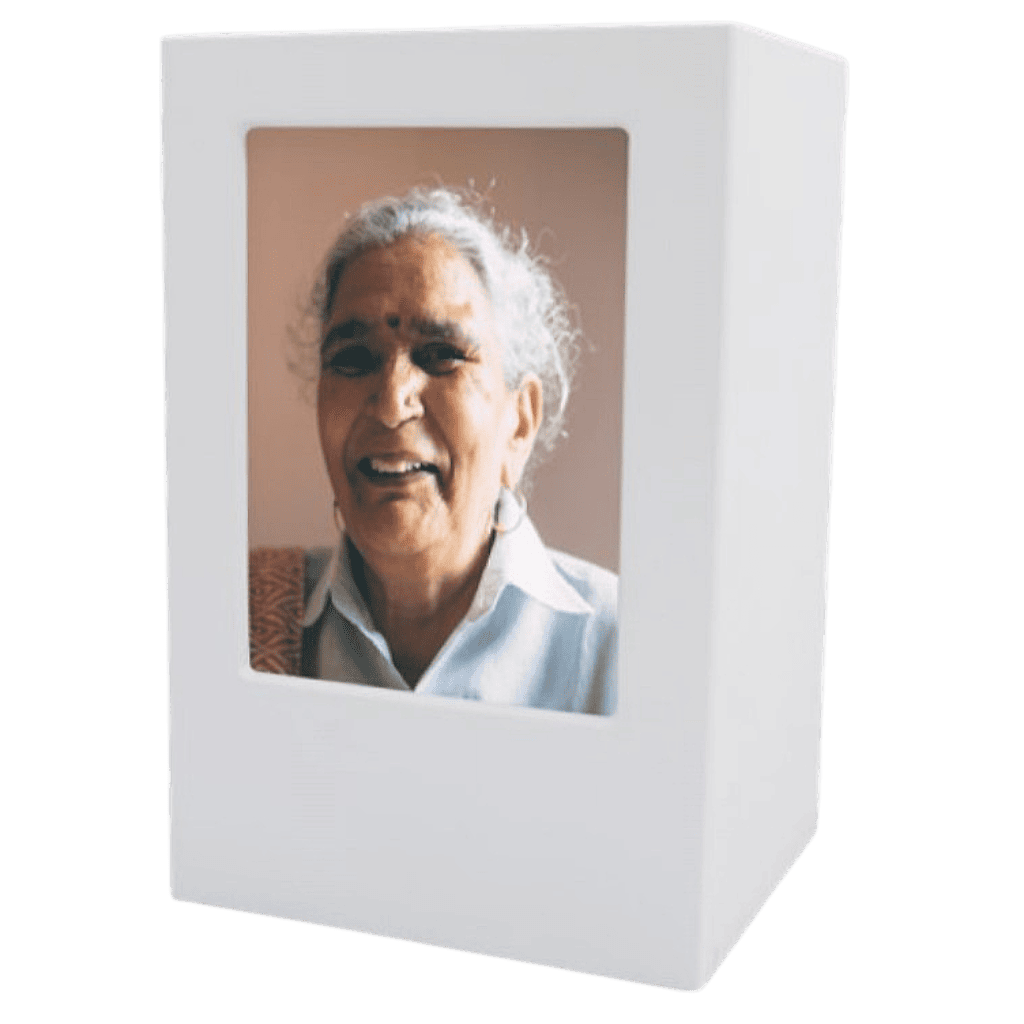 Remembrance Photo Urn Matte White Large Includes Memories Package, MDF Frames, MDF, Wood, Memorial, SKU: AMU-AUCMRPW200