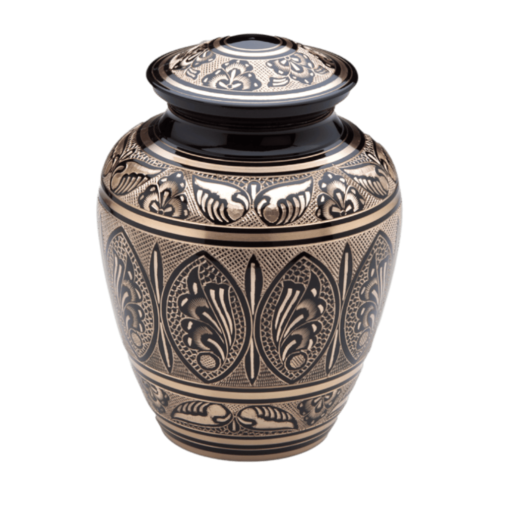 Black and Gold Adult Classic Urns Brass Black Memorial | SKU: AMU-AULA231