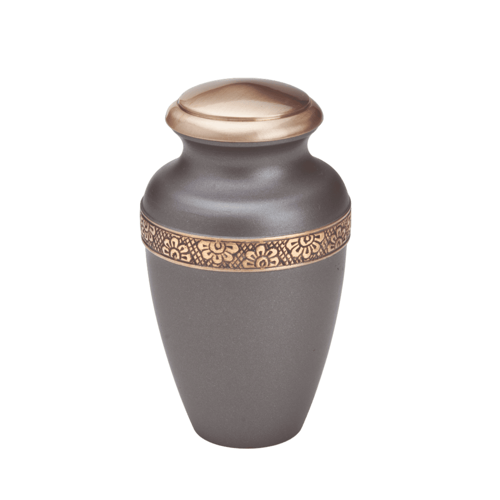 Floral Band Keepsake Classic Urns Brass Blue Memorial | SKU: AMU-AULK902