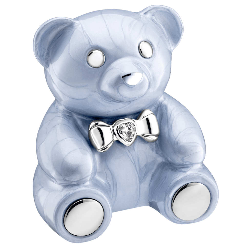 CuddleBear Pearl Blue Medium Cuddle Bear Brass with Crystal Blue Memorial | SKU: AMU-AULM1011