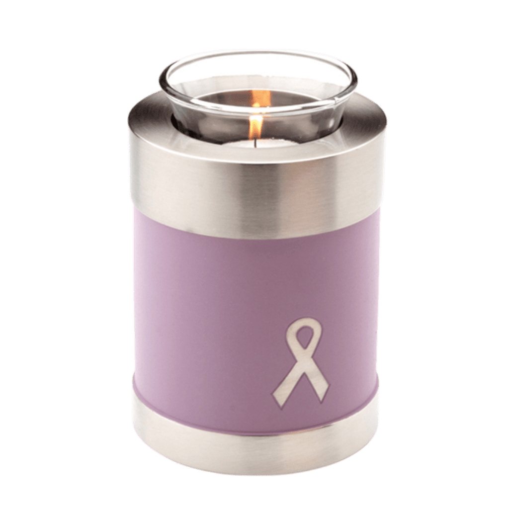 Awareness Pink Tealight Tealights Brass / Glass Pink Memorial | SKU: AMU-AULT900