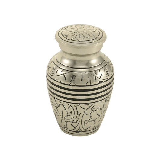 Antique Silver Oak Keepsake  Classic Urns  Silver  Memorial | SKU: AMU-AU2813K