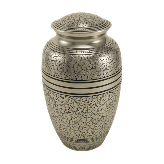 Antique Silver Oak Large  Classic Urns  Silver  Memorial | SKU: AMU-AU2813L