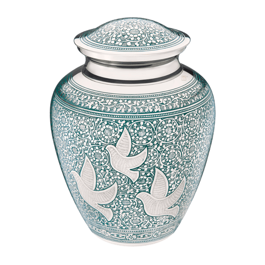 Soaring Doves Adult  Classic Urns  Brass  Blue  Memorial | SKU: AMU-AULA232