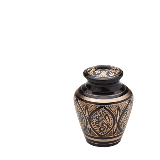 Black and Gold Keepsake  Classic Urns  Brass  Black  Memorial | SKU: AMU-AULK231