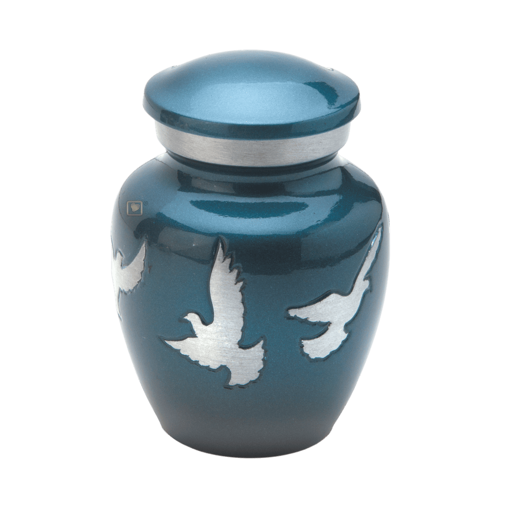 Flying Doves Keepsake  Classic Urns  Alloy  Blue  Memorial | SKU: AMU-AULK572
