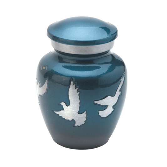 Flying Doves Keepsake  Classic Urns  Alloy  Blue  Memorial | SKU: AMU-AULK572