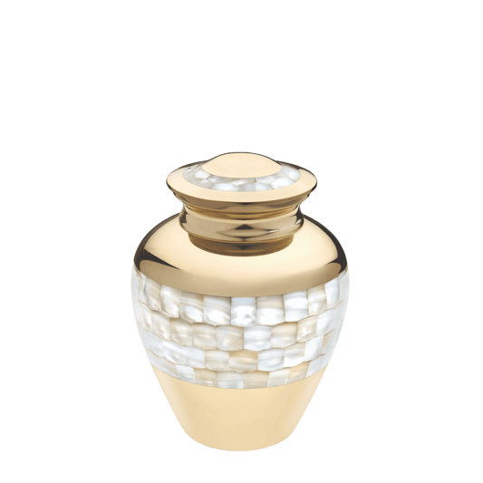 Mother of Pearl Medium  Classic Urns  Brass  Mother of Pearl  Memorial | SKU: AMU-AULM230