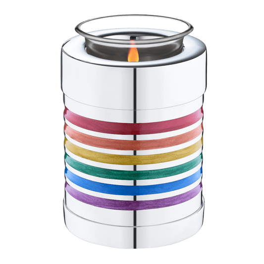 Rainbow Tealight  Tealights  Brass / Glass  Rainbow  Memorial | SKU: AMU-AULT222