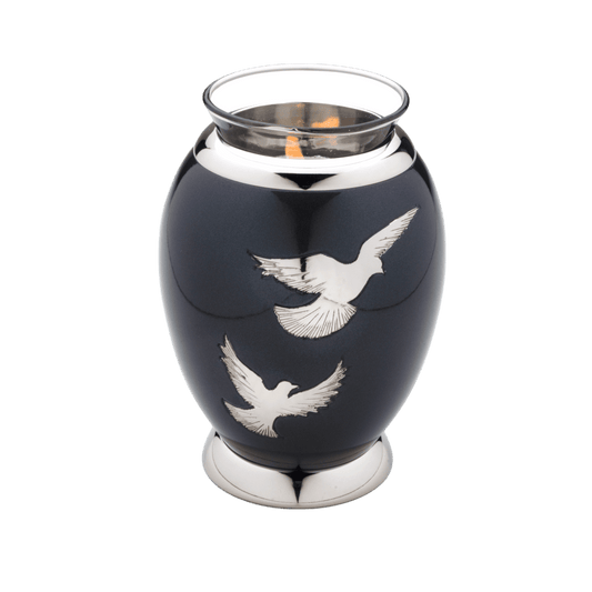 Nirvana Adieu Tealight  Tealights  Brass / Glass  Black  Memorial | SKU: AMU-AULT270