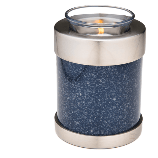 Speckled Indigo Tealight  Tealights  Brass / Glass  Blue  Memorial | SKU: AMU-AULT663