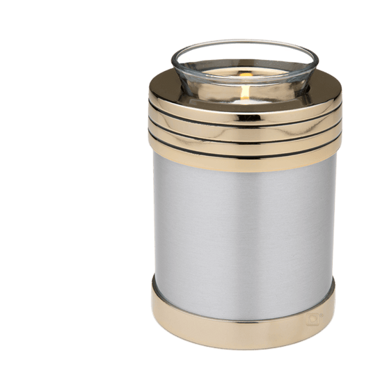 Elegant Pewter Tealight  Tealights  Brass / Glass  Pewter  Memorial | SKU: AMU-AULT665