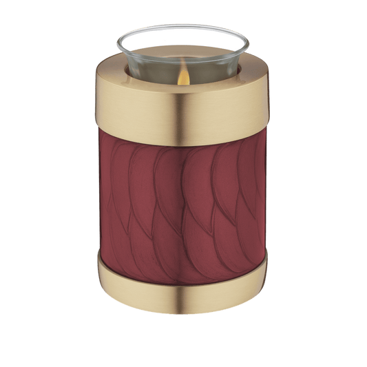 Blessings Crimson Tealight  Tealights  Brass / Glass  Crimson  Memorial | SKU: AMU-AULT674