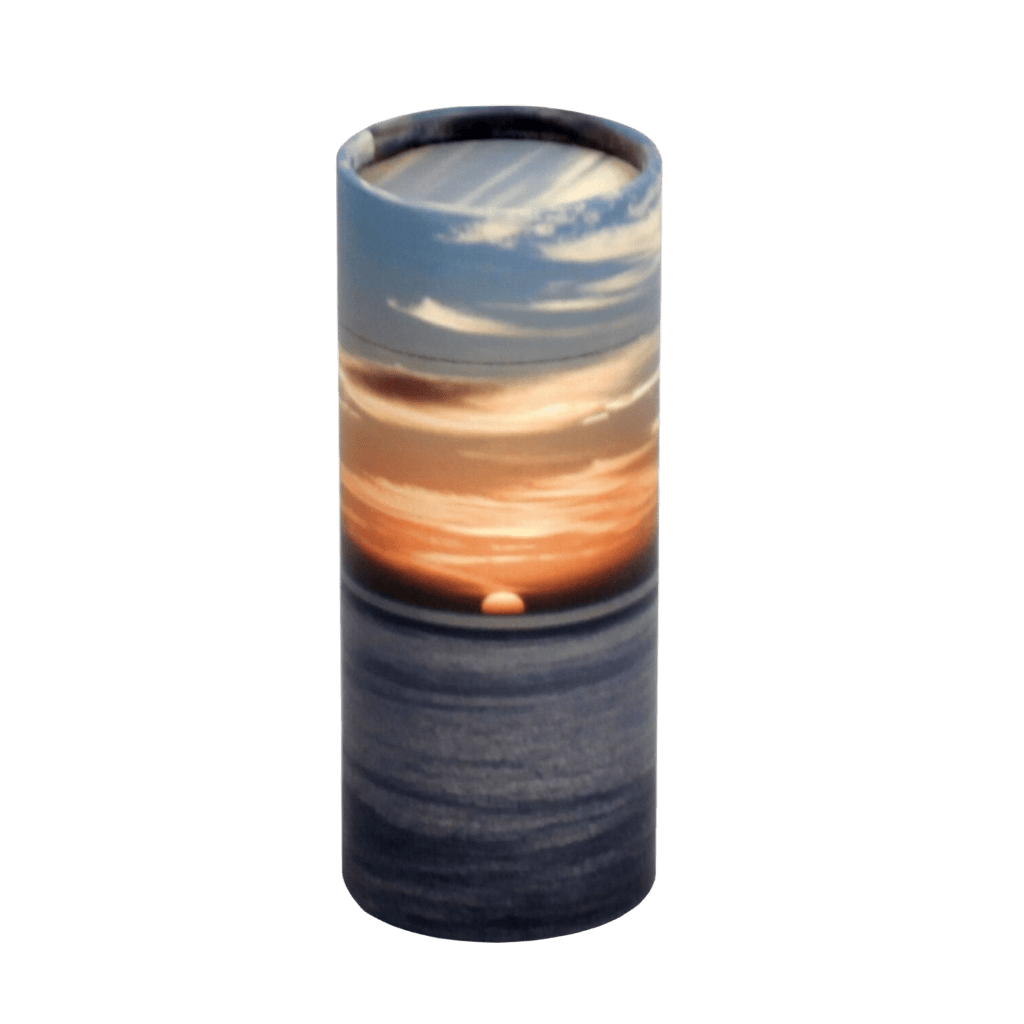 Scatter Tube Ocean Sunset Token  Passages  Biodegradeable  Blue  Memorial | SKU: AMU-T-AUPSTO
